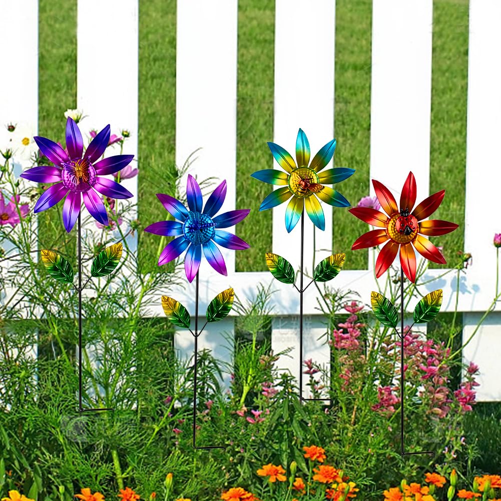 Sunnylight wind spinner stands 20 inches tall for standout yard decor.
