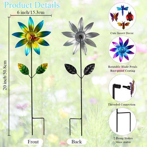Sunnylight wind spinner showing a durable metal frame and protective coating for outdoor use.