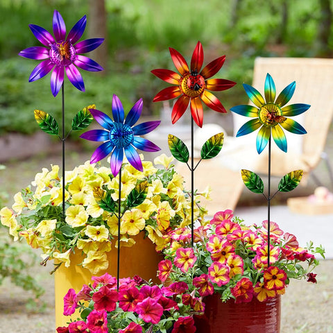 Sunnylight wind spinner placed on a patio display to brighten the area.