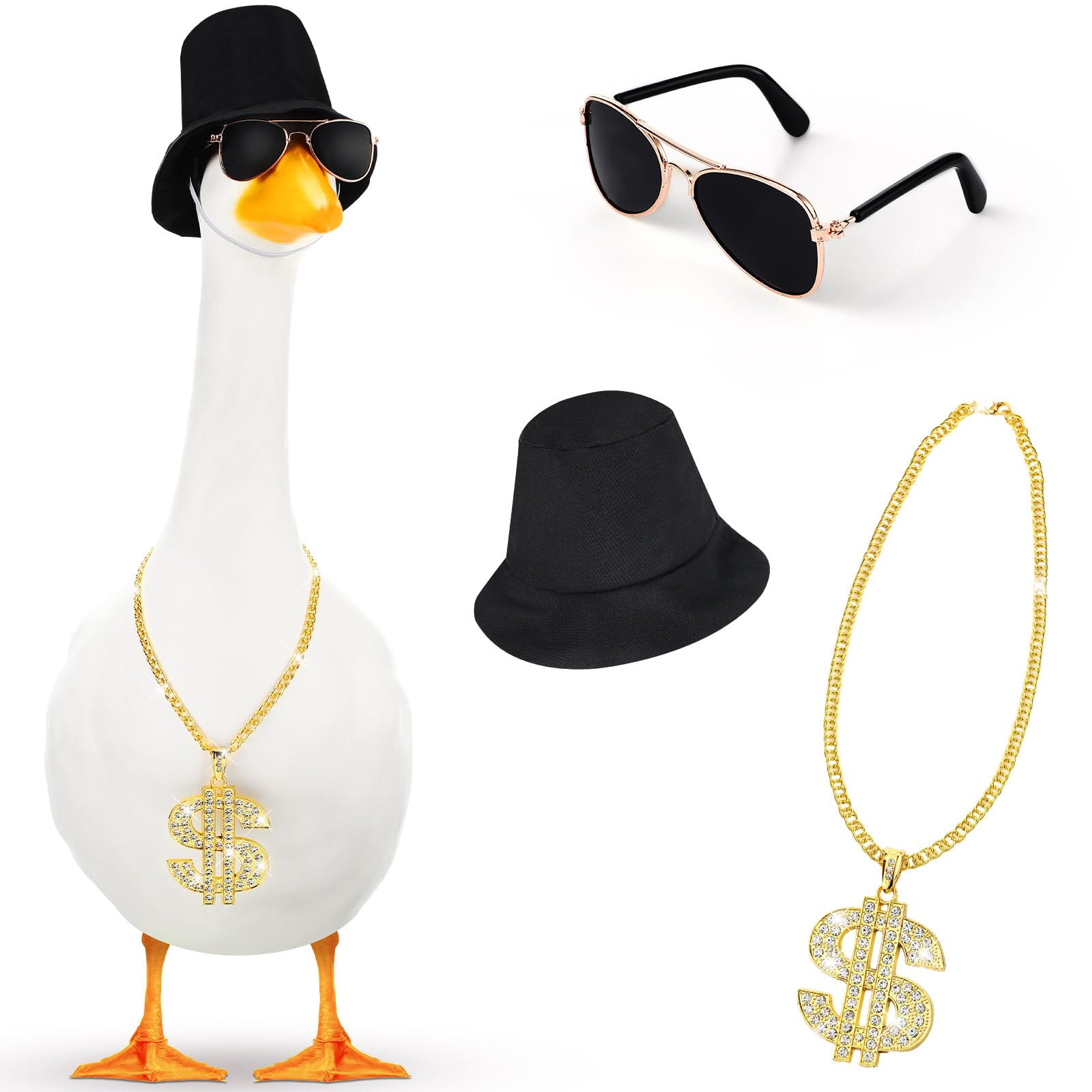 Sunnymove goose outfit with bucket hat adds playful curb appeal to your lawn decor