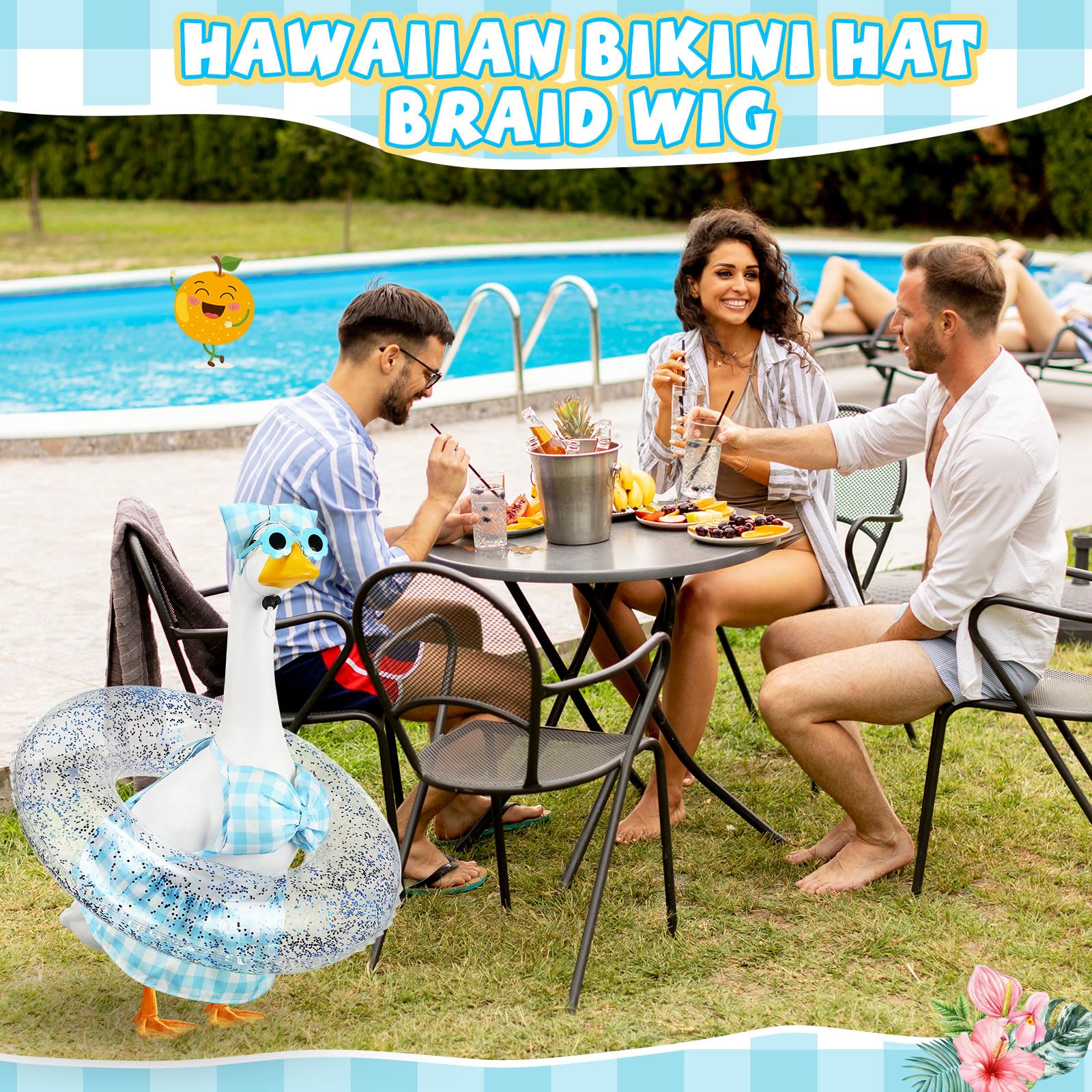 Sunnymove bow headdress porch goose blue plaid completes a cute summer look