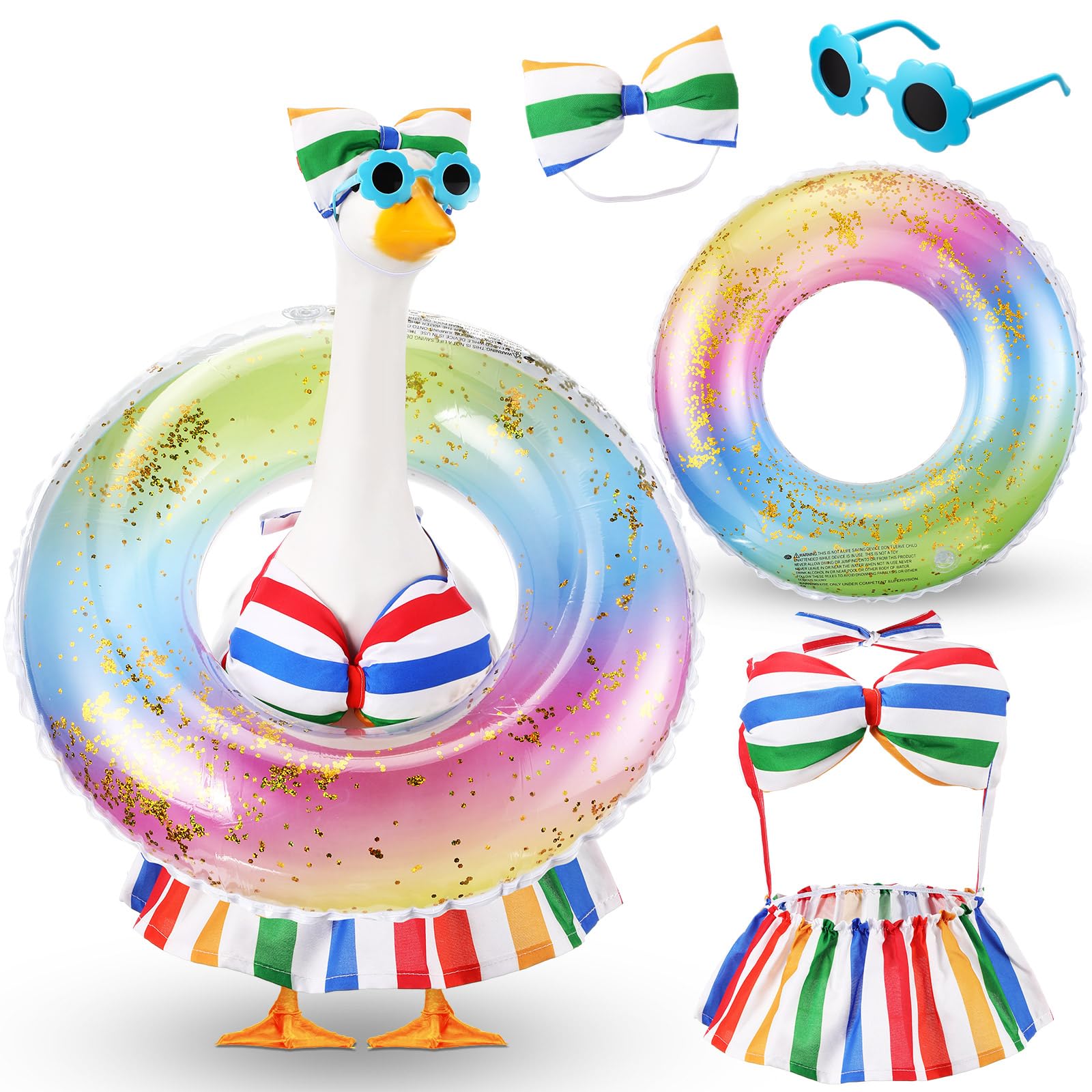 Sunnymove bow headdress adds charm to rainbow porch goose costume for garden decor