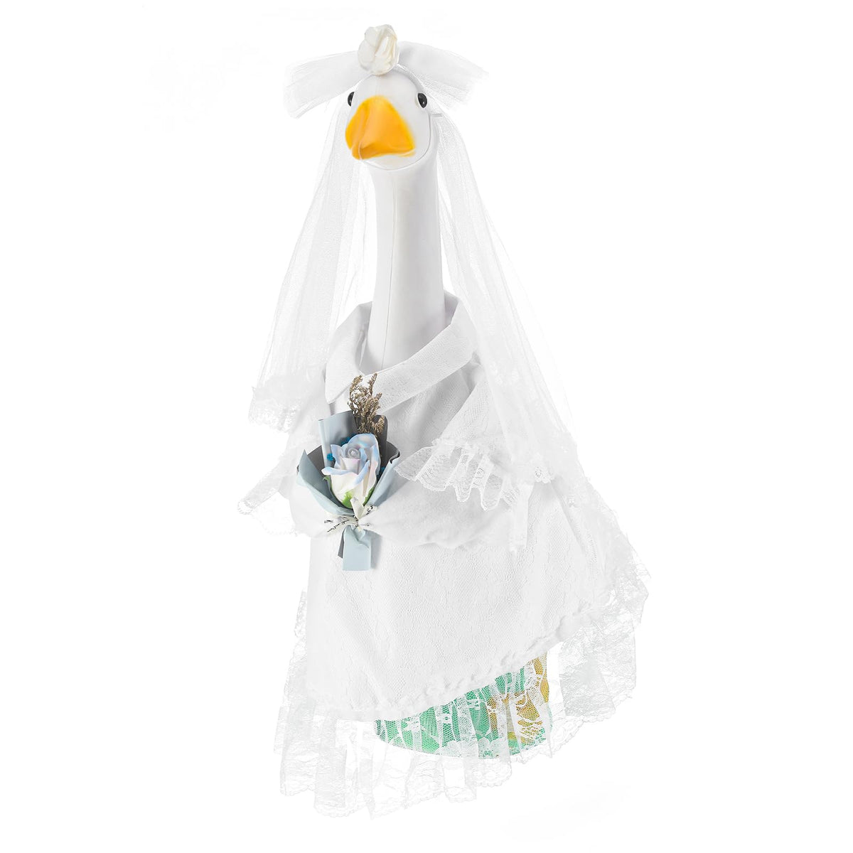 Sunnymove bride goose outfit on a 23-inch statue enhances garden wedding visuals