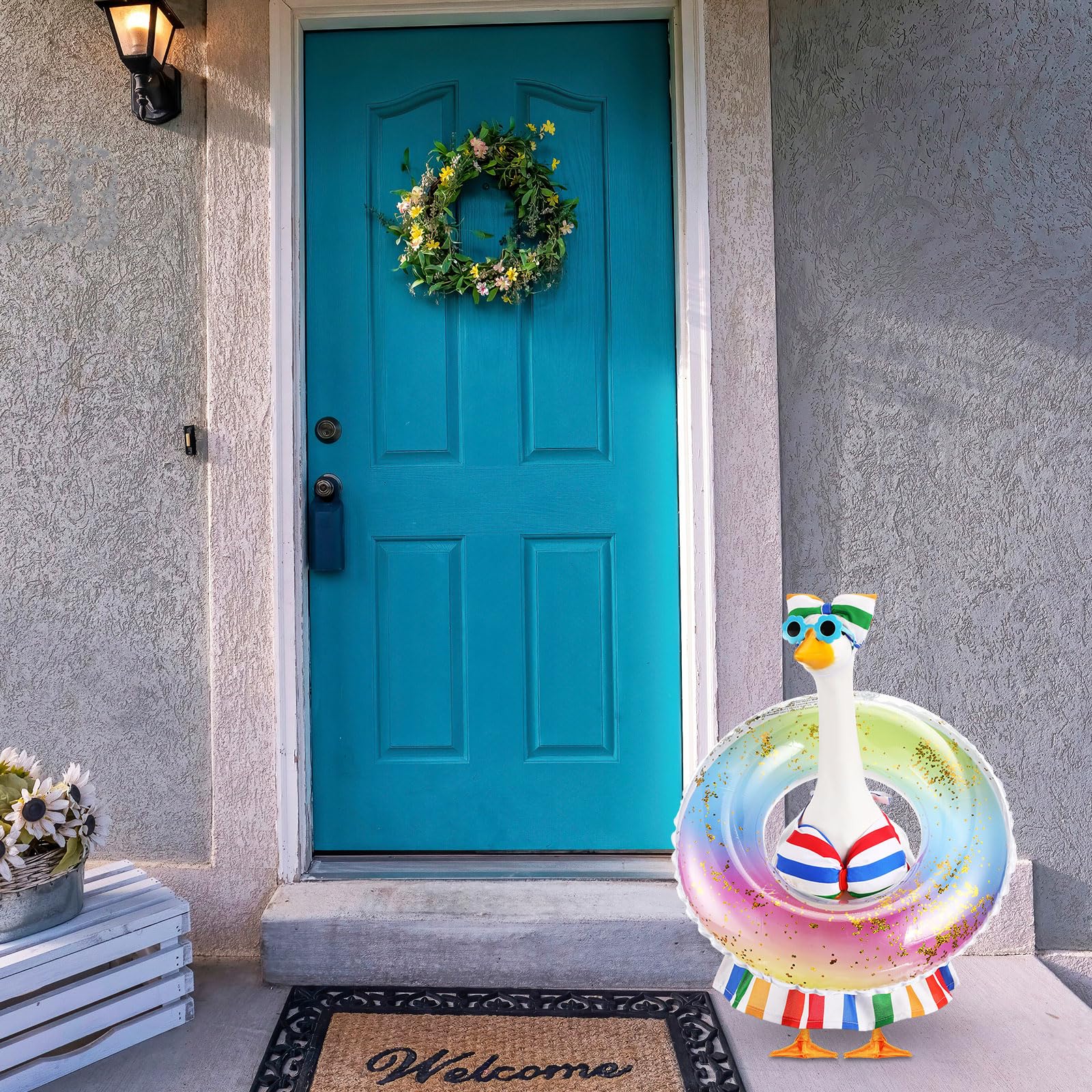 Sunnymove colorful swim ring on porch goose for visual interest