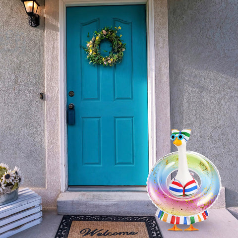 Sunnymove colorful swim ring on porch goose for visual interest