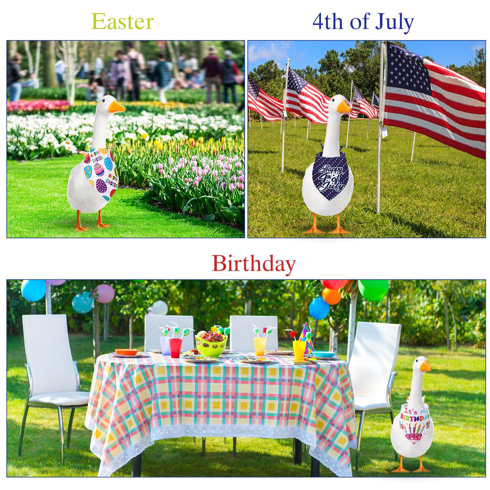 Sunnymove Easter and Christmas goose outfits brighten seasonal porch displays