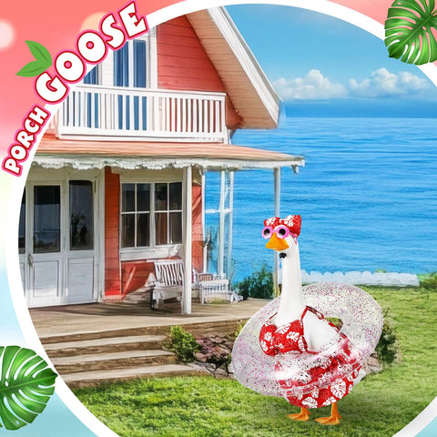Sunnymove garden party goose decor creates a lively focal point.
