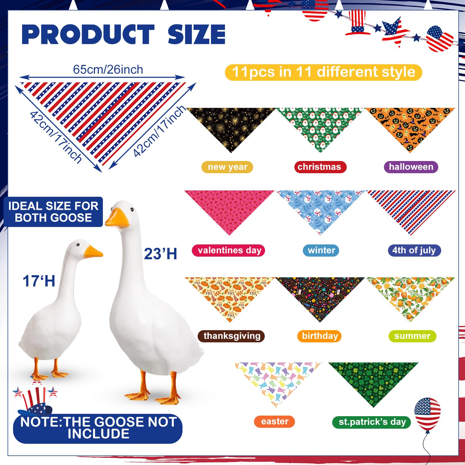 Sunnymove adjustable 23in goose bandana on a lawn goose for easy dressing