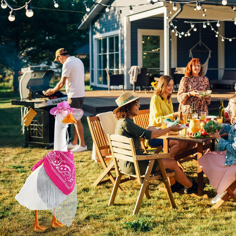Sunnymove outdoor garden decor setup with disco cowgirl theme
