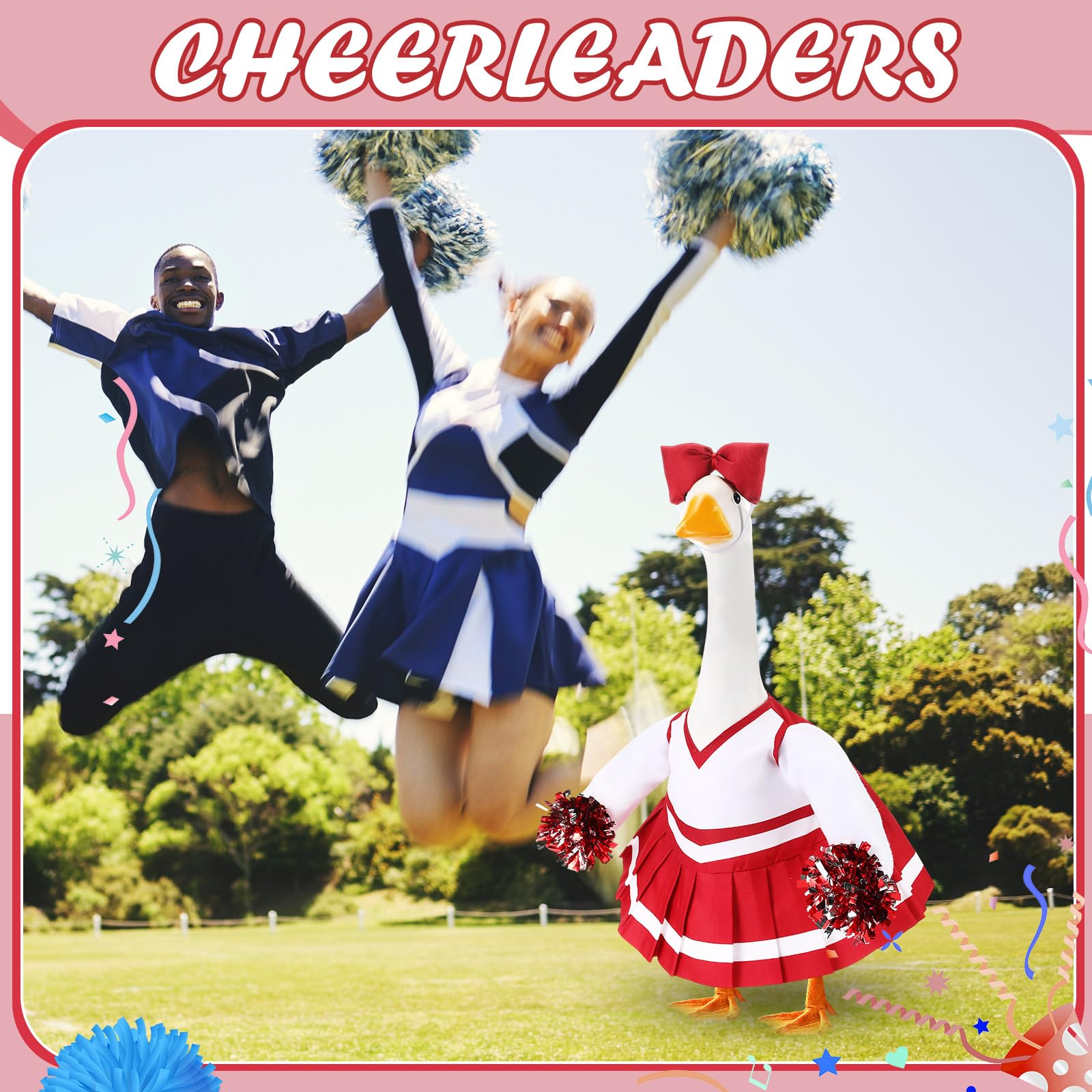 Sunnymove cheerleader goose display red boosts curb appeal and seasonal fun.