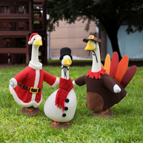 Sunnymove porch goose turkey costume complements autumn decor for Halloween and Thanksgiving.