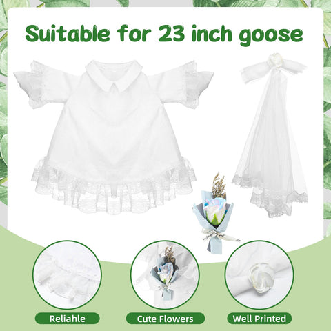 Sunnymove artificial rose bouquet with goose outfit adds porch decor charm