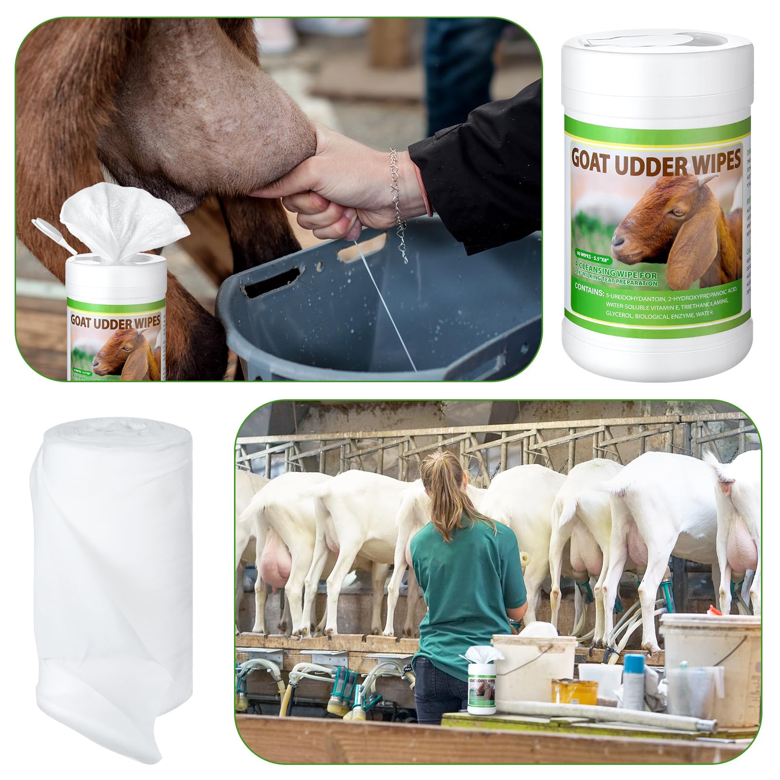 Sunnymove teat wipes farm-use scene supports quick pre-milking prep.