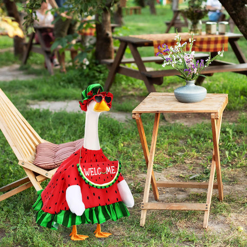 Sunnymove welcome watermelon sign creates a whimsical yard focal point