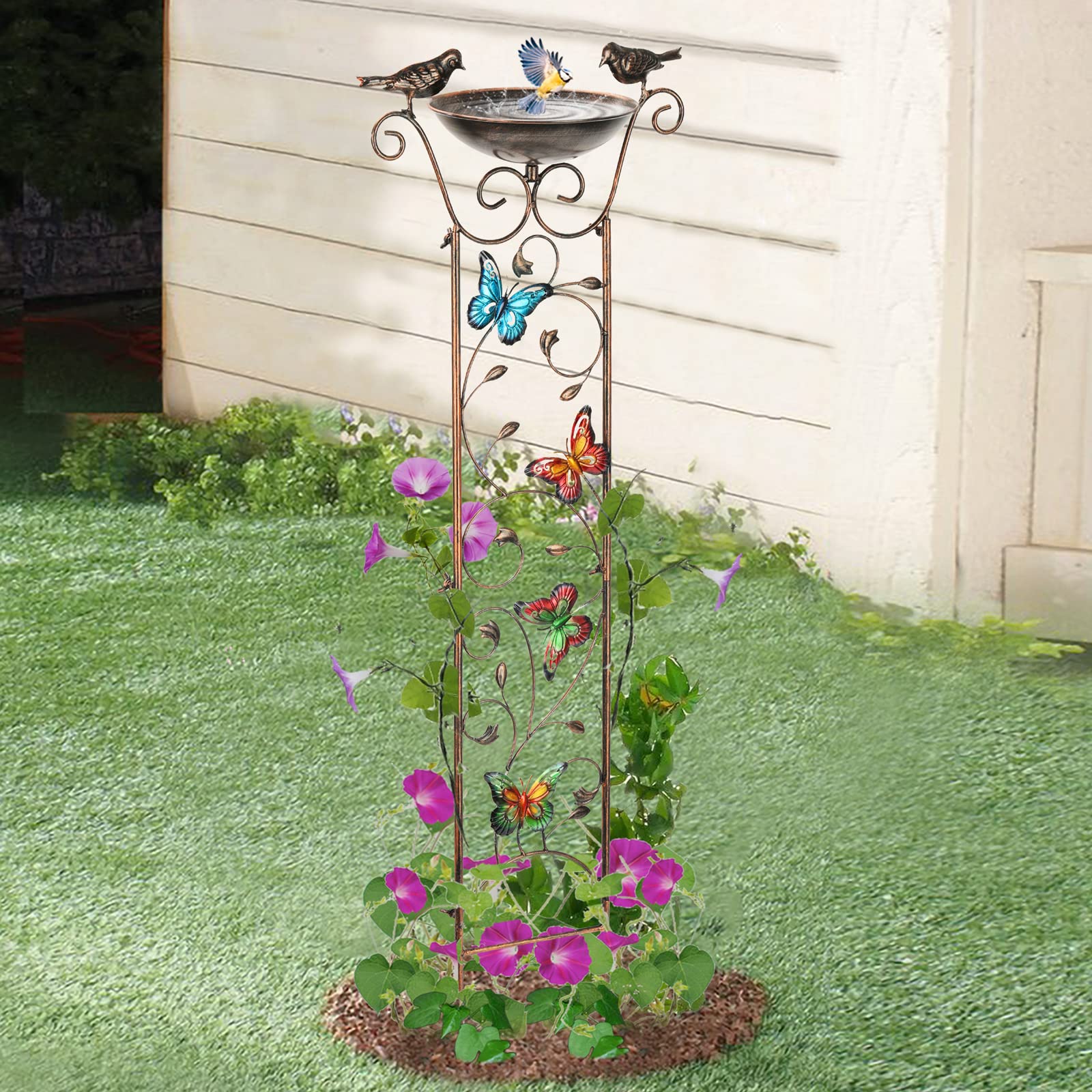 Weatherproof metal construction ensures lasting outdoor use with antique style