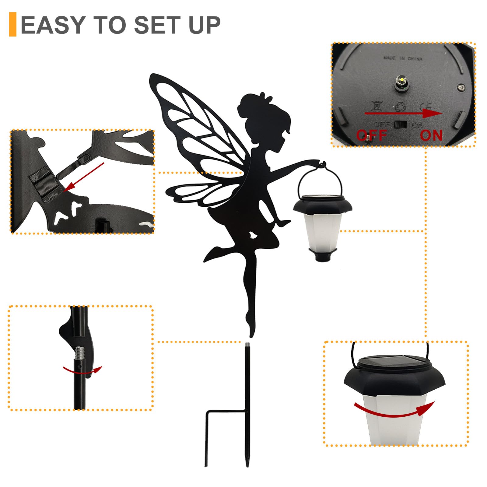 SUNNYPARK easy-ground stake assembly for quick outdoor setup.