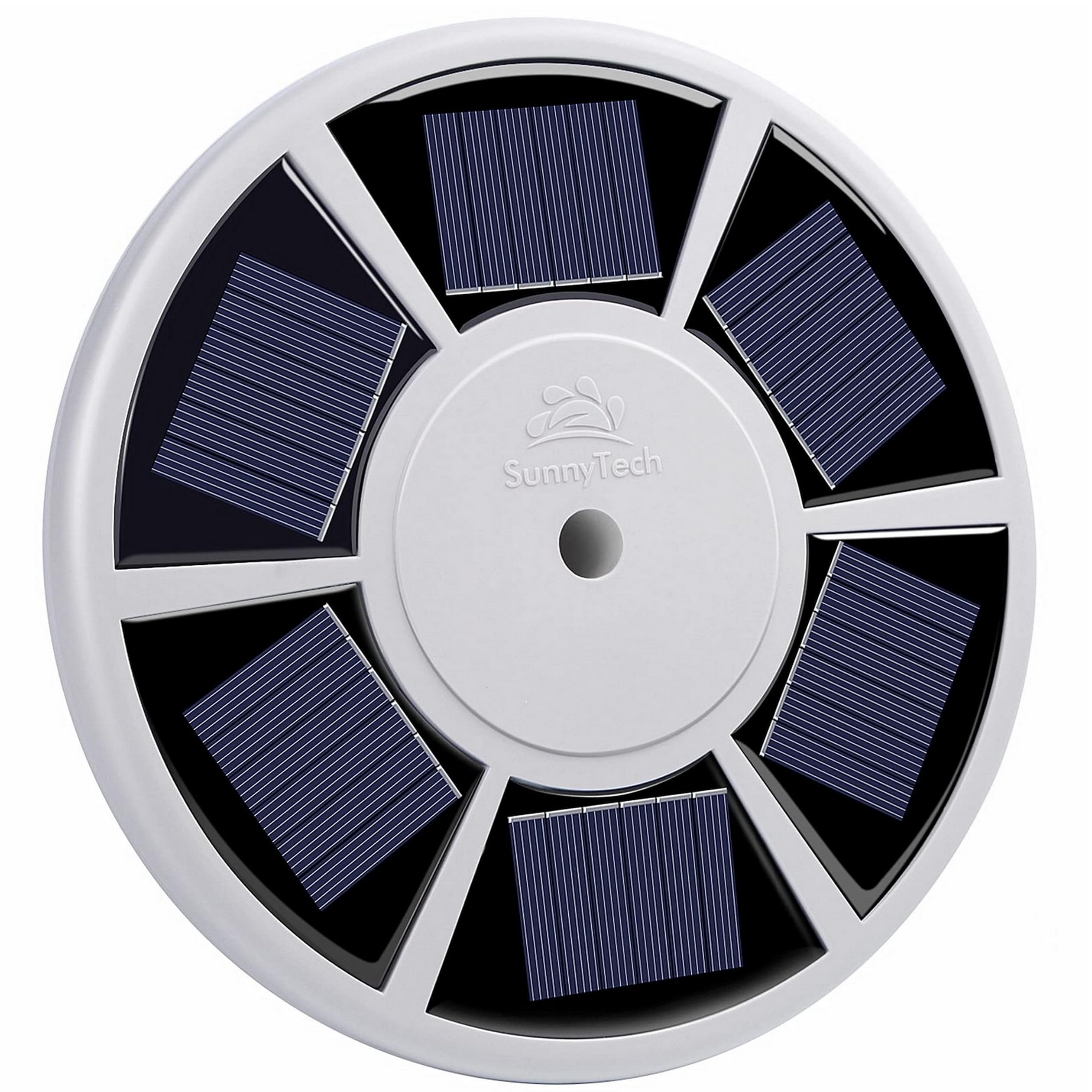 Sunnytech solar flag light top view shows modern, elevated display