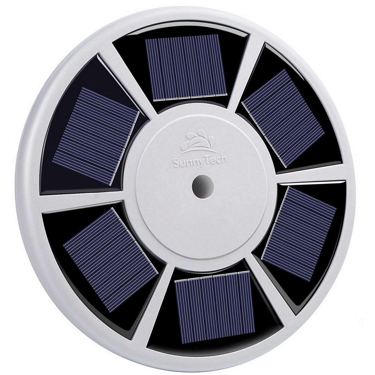 Sunnytech solar flag light top view shows modern, elevated display