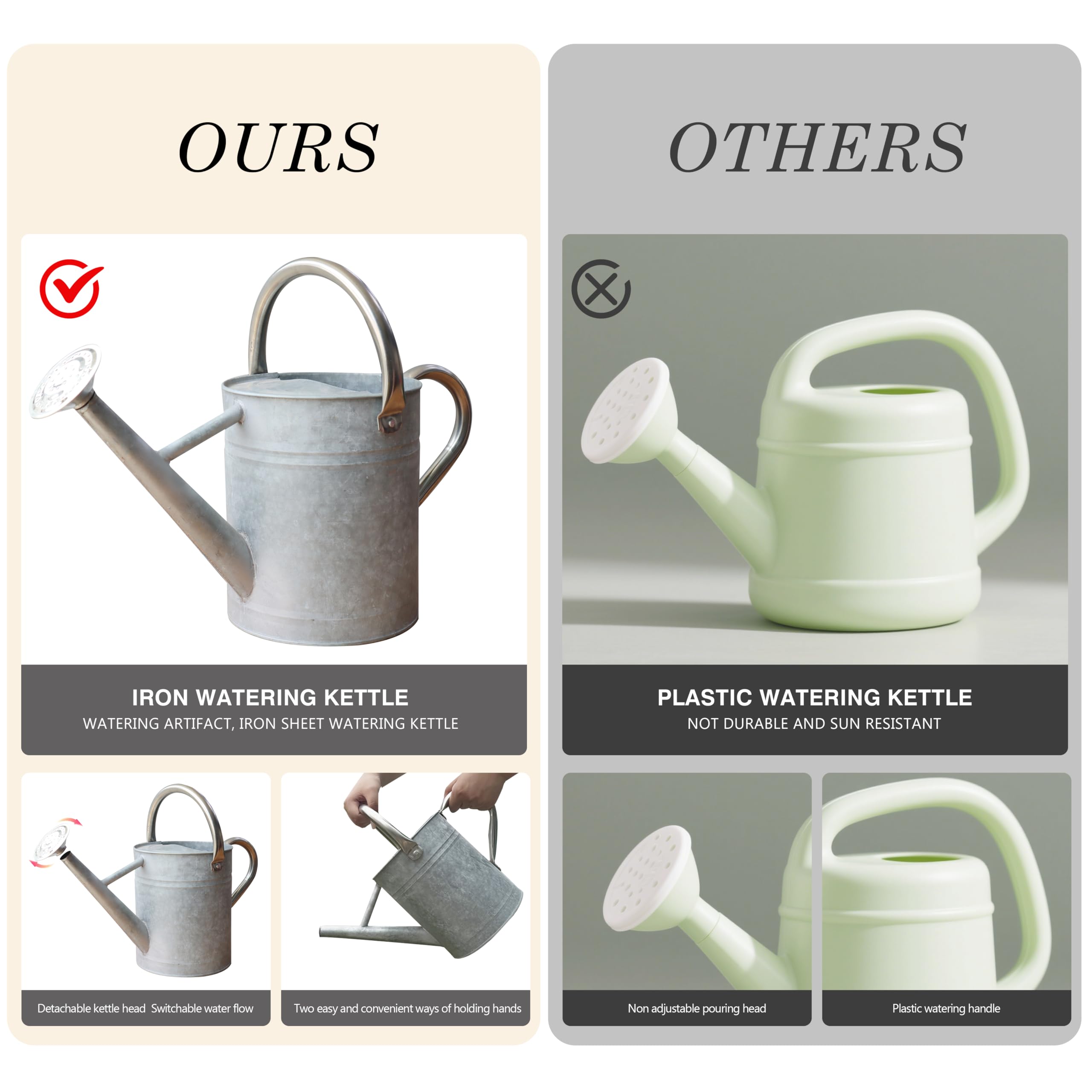 SunnyTong removable spout enables adjustable pouring for precise watering.