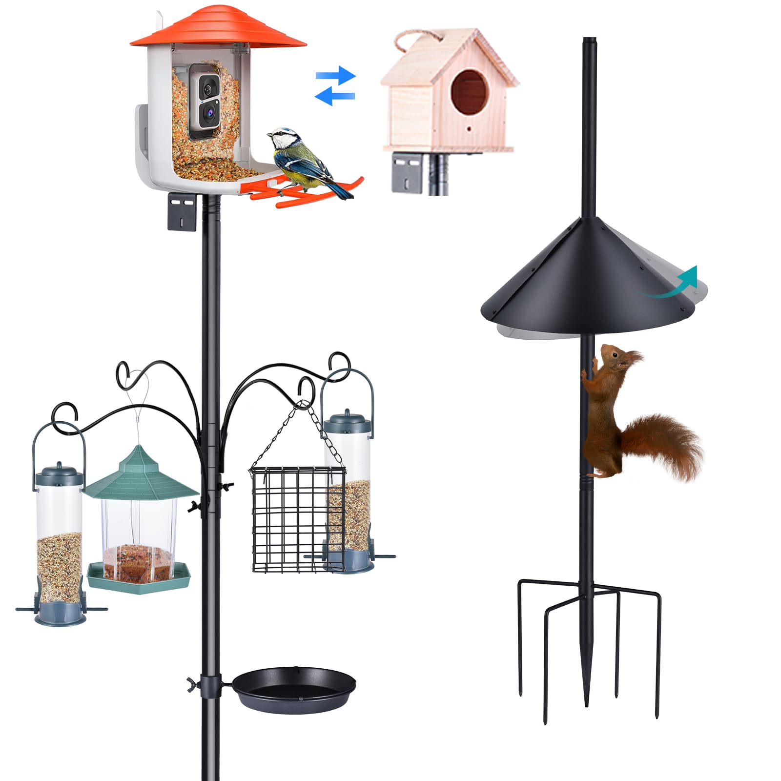 Sunoble 92-inch bird feeder pole with squirrel baffle for durable outdoor use.