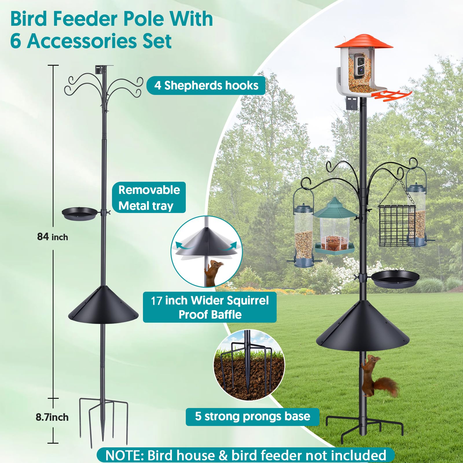 Sunoble squirrel baffle prevents climbing and protects bird feed.