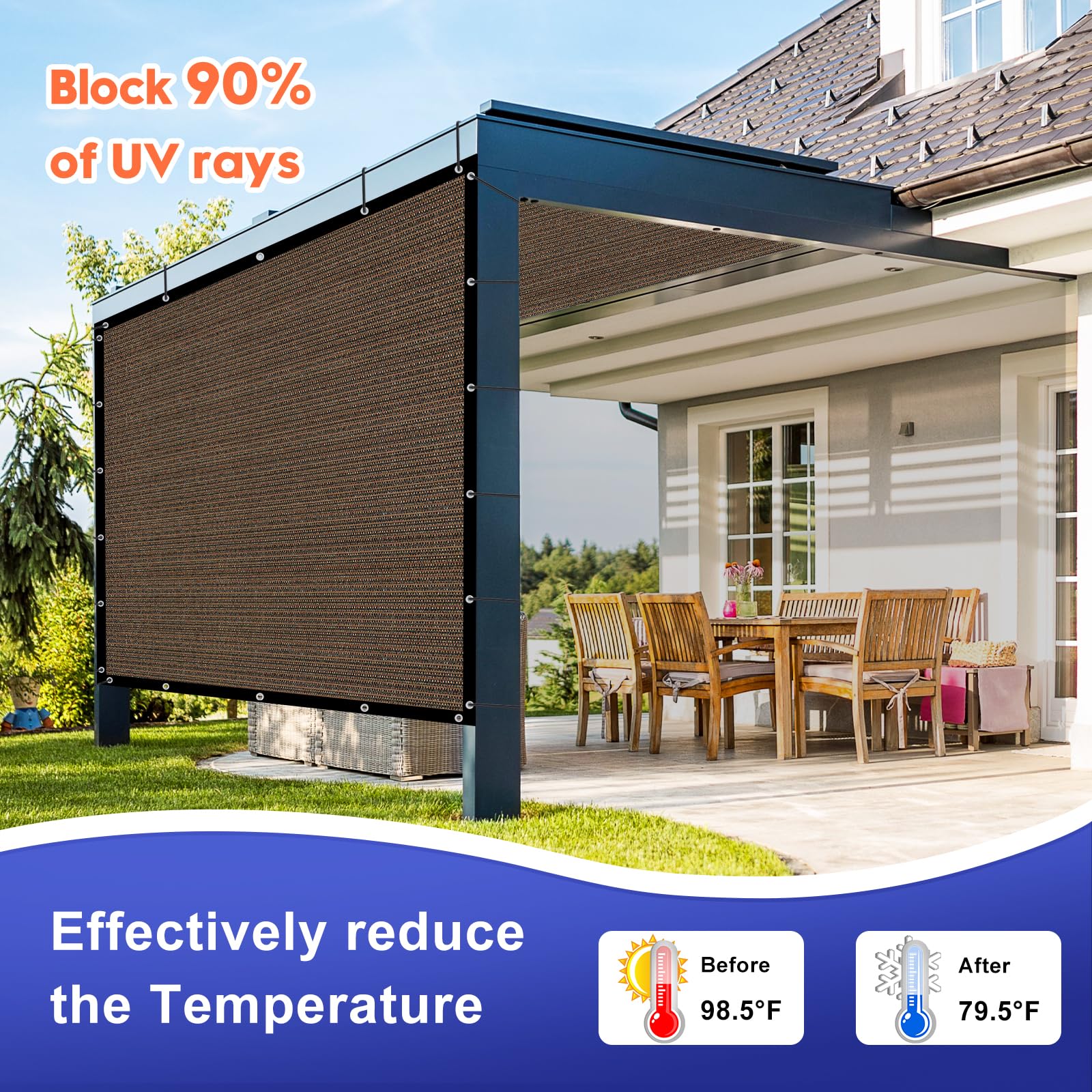 Sunocity versatile shade cloth serves as privacy screen and windbreak.