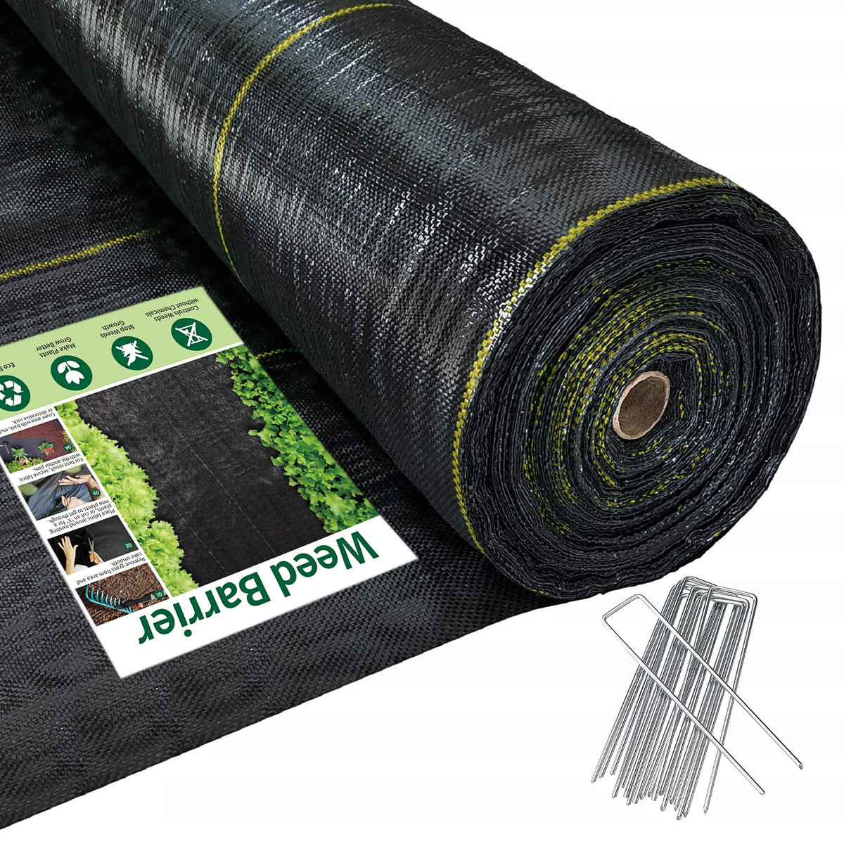 Sunocity weed barrier 4ft by 300ft roll protects garden beds from weeds while preserving soil moisture.