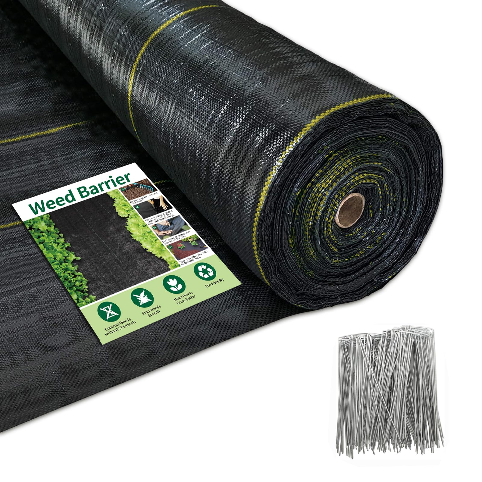 Sunocity weed barrier fabric laid for a 4x100 ft area, weed suppression ready.