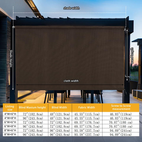 Sunoff cordless patio privacy screen enables easy, safe operation in any weather.