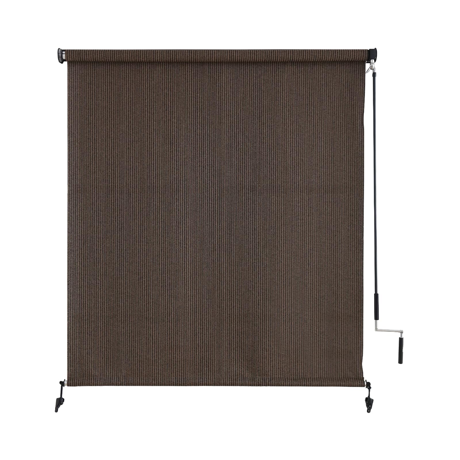 Sunoff outdoor roller shades in Mocha offer seamless privacy for patios and balconies.