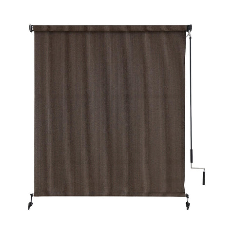 Sunoff outdoor roller shades in Mocha offer seamless privacy for patios and balconies.