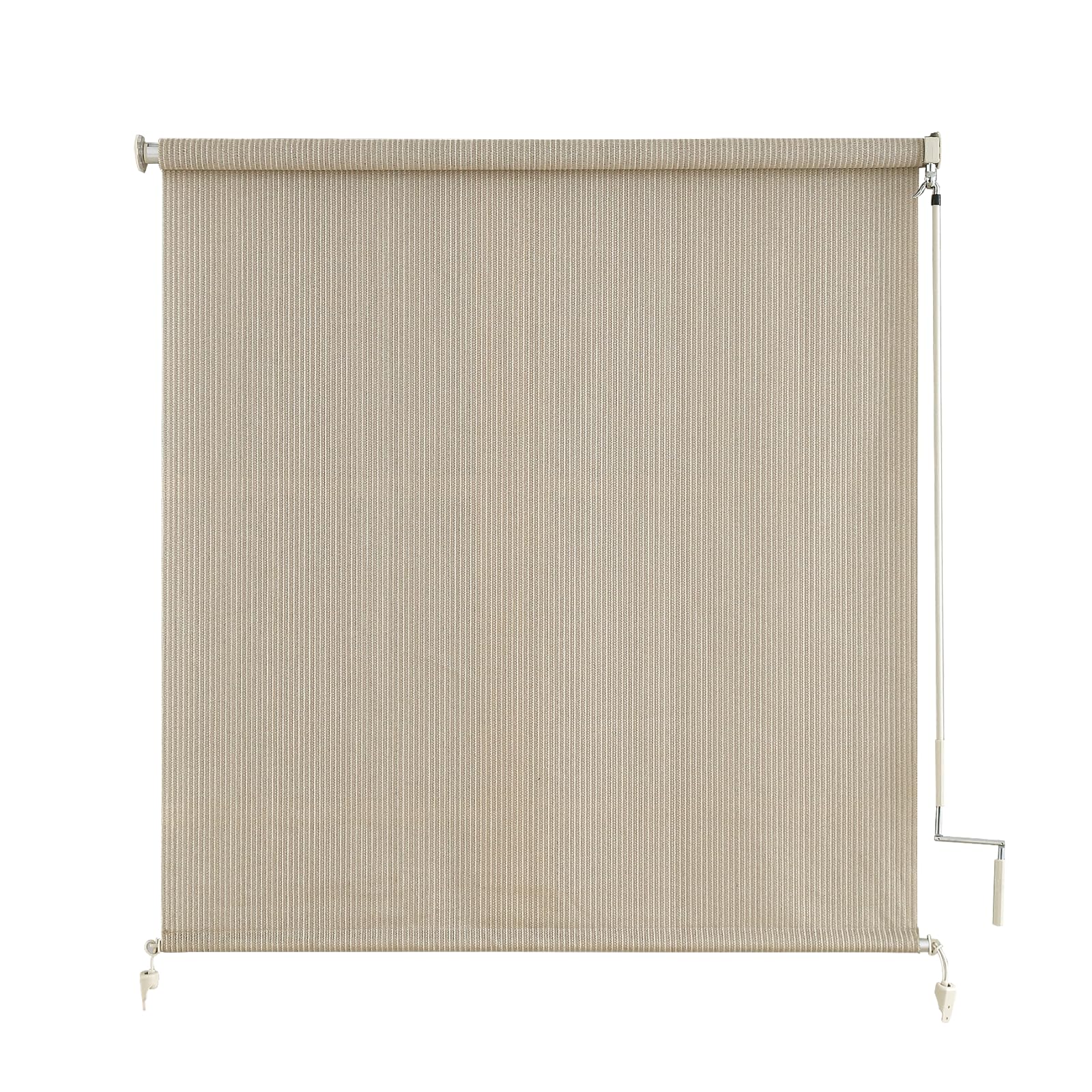 Sunoff outdoor roller shade on porch, cordless for safe, easy privacy.