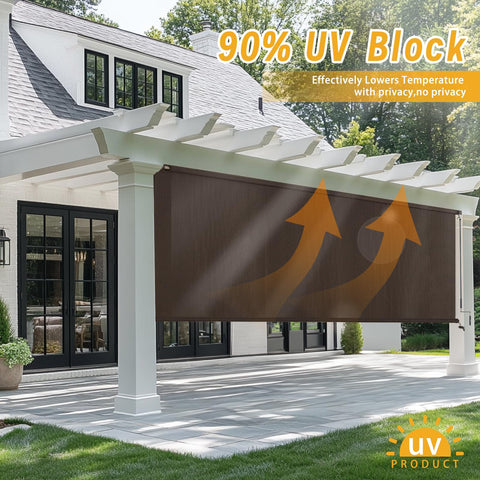 Weatherproof Sunoff blinds maintain performance in rain or sun.