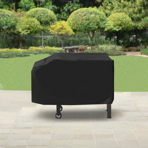 SunPatio in-use cover protects the grill on a sunny patio