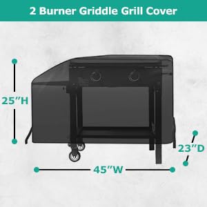 SunPatio 28-inch grill griddle cover side view shows easy-on, easy-off fit