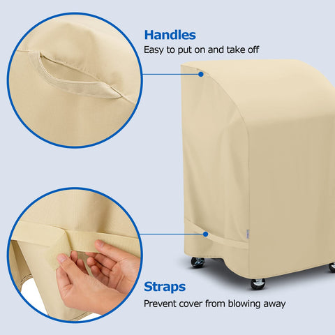 SunPatio 32-inch grill cover with side straps ensuring secure fit.