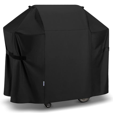 SunPatio 58w-25d-44h grill cover front view protects Weber Genesis II from sun and rain.