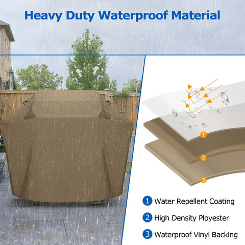 SunPatio 60 inch grill cover sealed seams for waterproof protection.