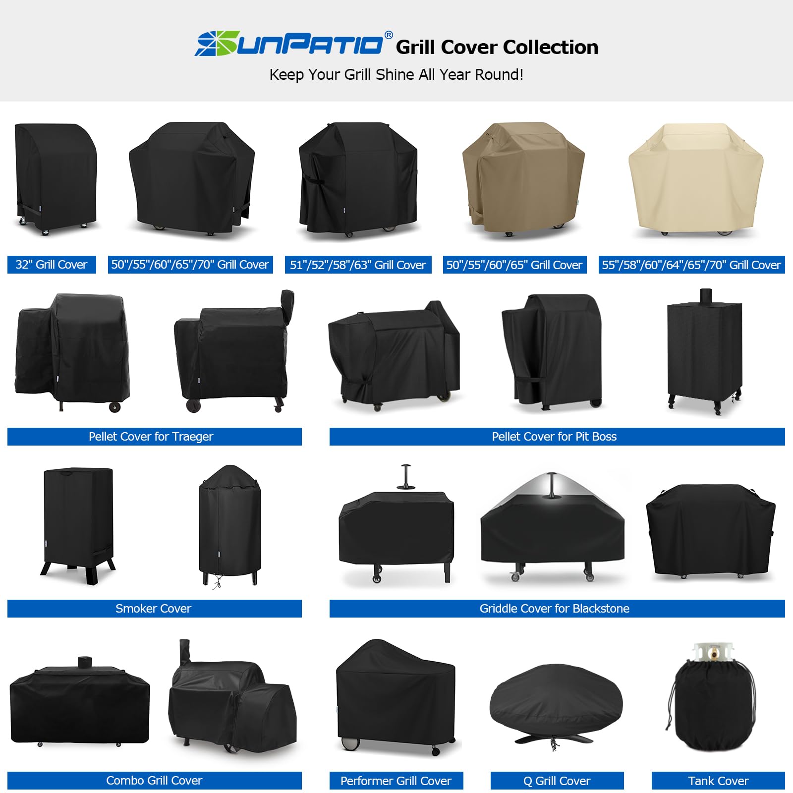 SunPatio taupe grill cover blends with outdoor décor while guarding your grill.