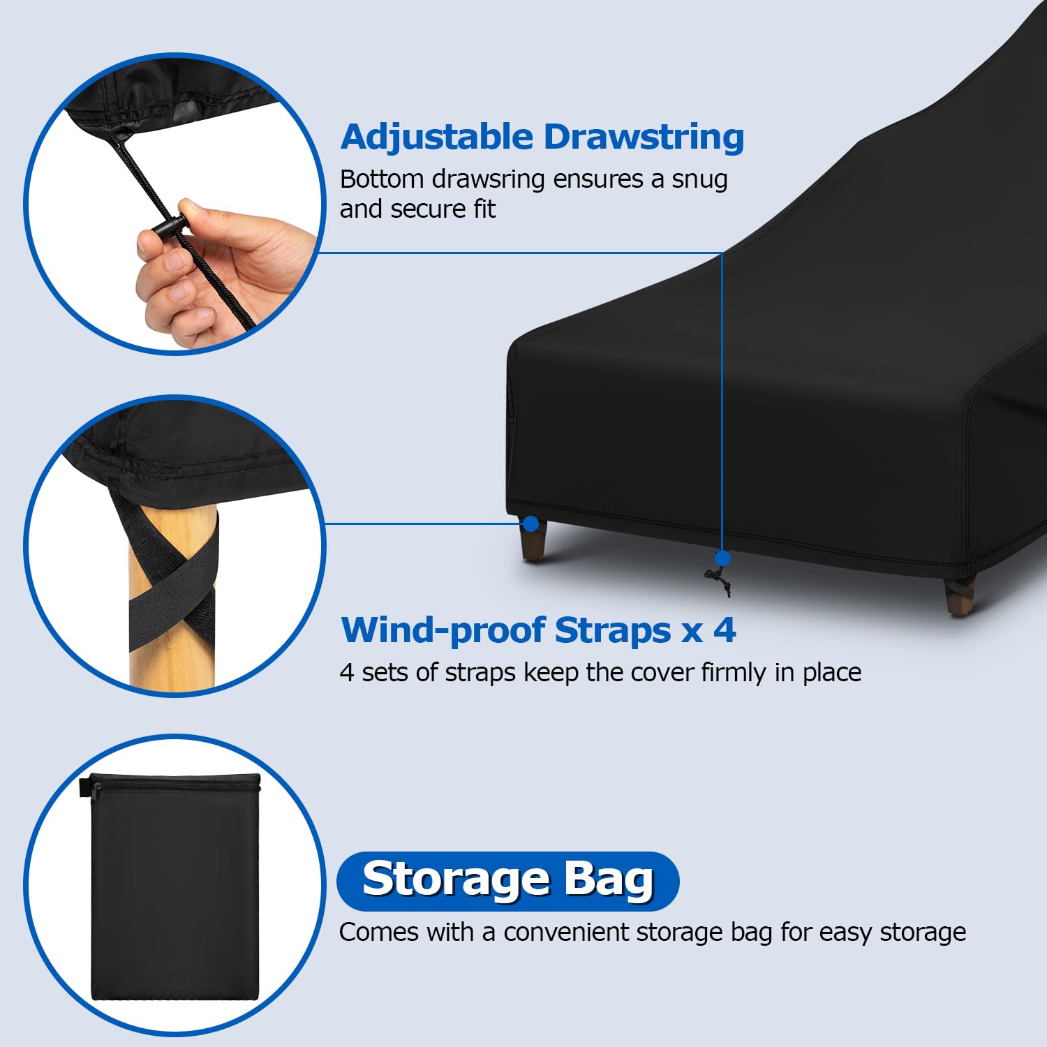 SunPatio UV-resistant material preserves color of the chaise cover