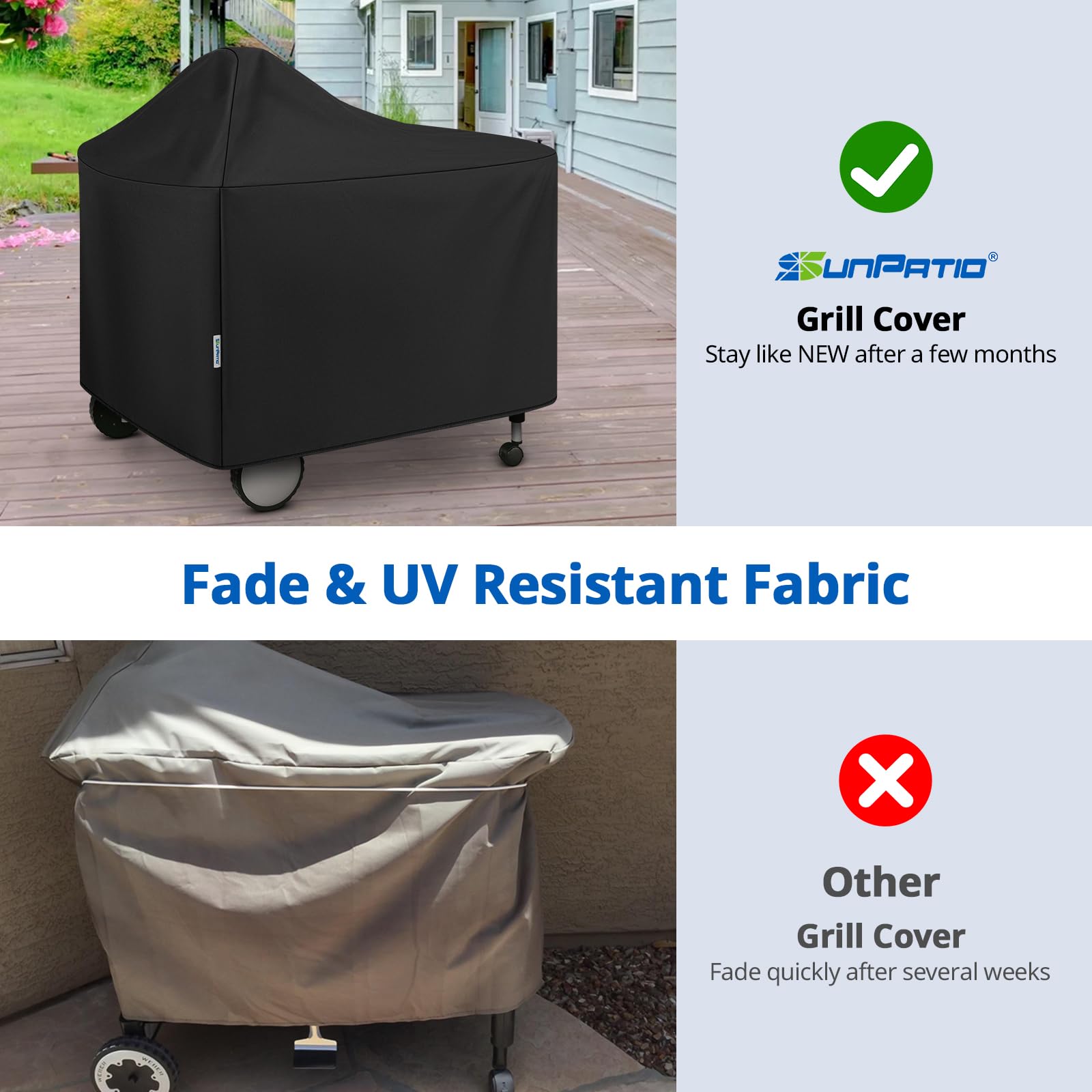SunPatio Char-Griller cover provides durable protection against wind and rain.