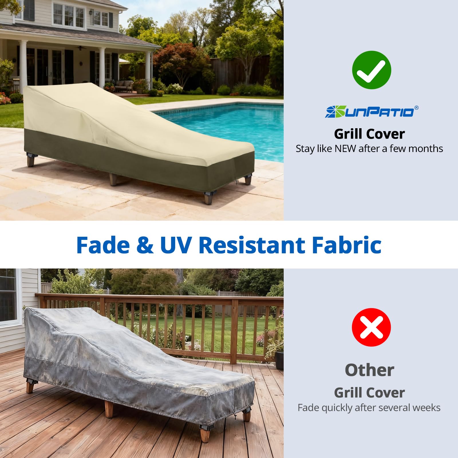 SunPatio dimensions 80 inches long, 32 inches wide, 25 inches high.