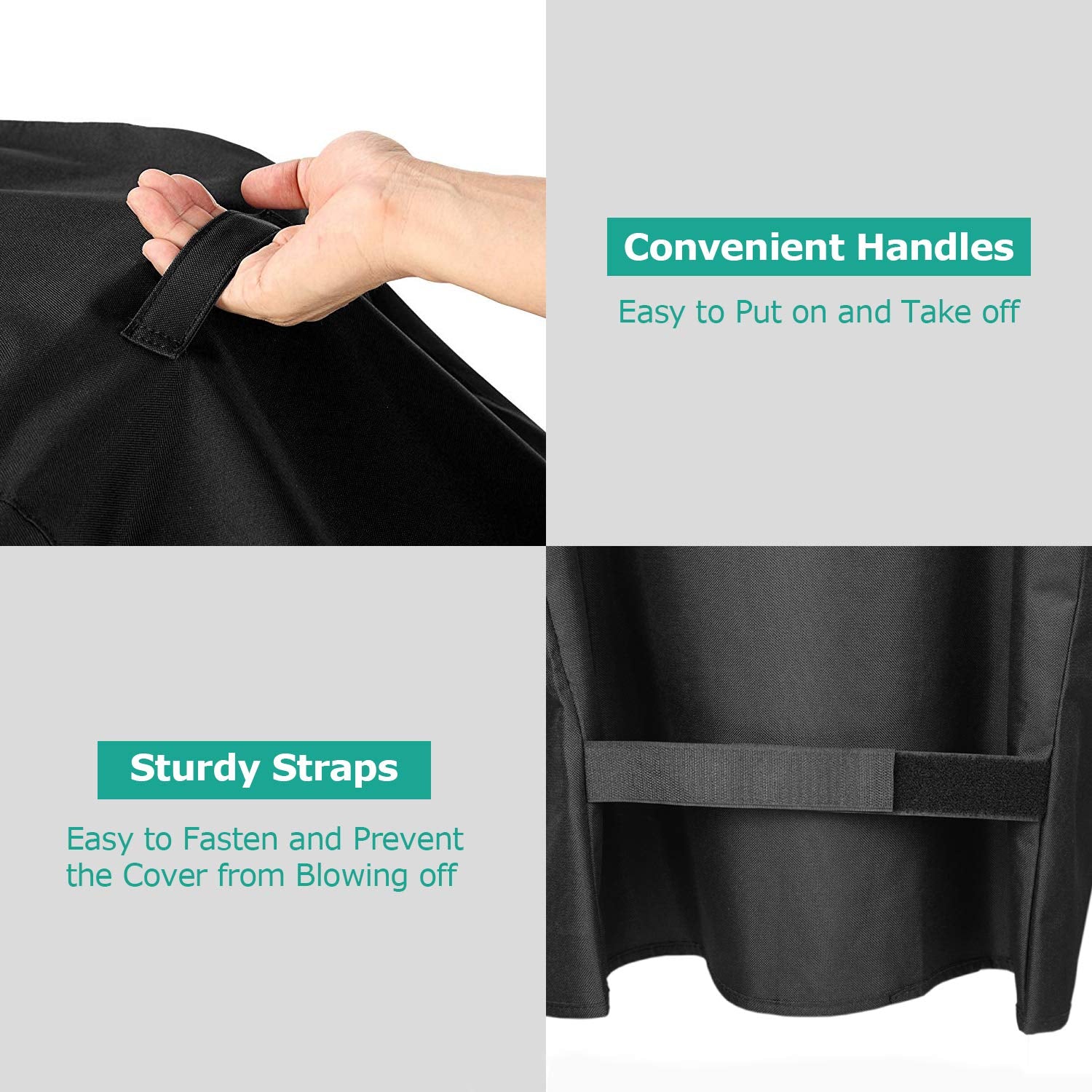 SunPatio cover features fabric handles for easy removal