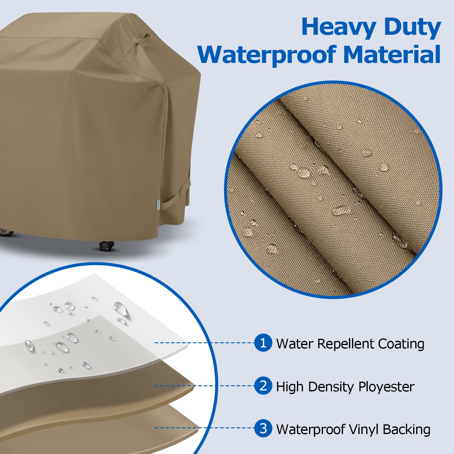 SunPatio easy-on-off design simplifies seasonal grill cover changes.