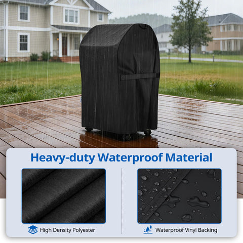 SunPatio grill cover fabric close-up fade-stop waterproof material.
