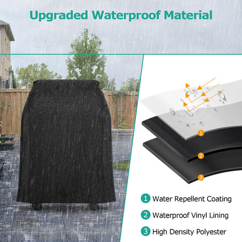 SunPatio grill cover material close-up shows rugged waterproof vinyl and soft inner lining.