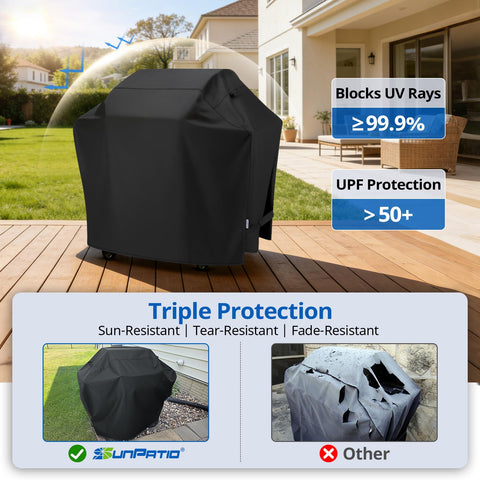 SunPatio two fabric handles simplify placement and removal of the cover.