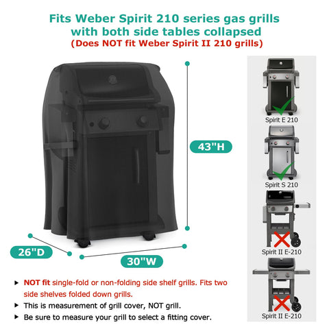 SunPatio grill cover side straps adjusted for a secure fit in wind.