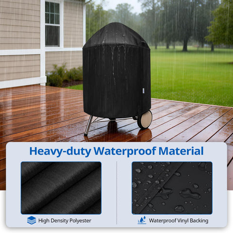 SunPatio Char-Broil 22-inch grill cover shielding from wind and rust