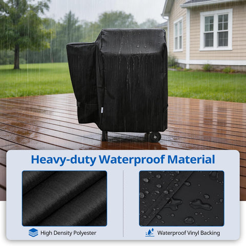 SunPatio pellet grill cover fits 35W x 22D x 32H grills securely.